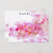 RSVPパステルエレガントピンクさくらんぼ花 出欠カード (正面/裏面)