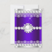 RSVPパープエレガントル王室のレースパール誕生日 招待状 (裏面)