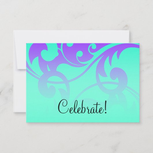 RSVPパープルとアクアスワコンテンポラリーール 出欠カード (正面)