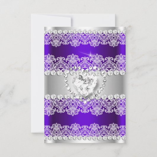 RSVPパープルエレガントレース王室のシルクバースデーパーティー 出欠カード (裏面)