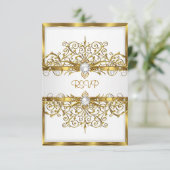 RSVPパールスホワイト金ゴールドエレガントバースデーパーティー 出欠カード (スタンド正面)