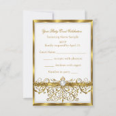 RSVPパール白黒金ゴールド誕生日パーティー 出欠カード (裏面)