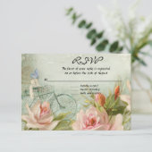 RSVPヒップスター自転車バラ素朴ウッドコテージ 出欠カード (スタンド正面)