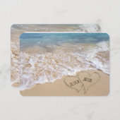 RSVPビーチ結婚式ハート 招待状 (正面/裏面)