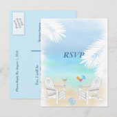 RSVPビーチ結婚式 インビテーションポストカード (正面/裏面)