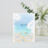 RSVPビーチ結婚式 インビテーションポストカード (スタンド正面)