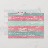 RSVPピンクと緑の木製素朴フェンス 出欠カード (正面/裏面)