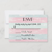 RSVPピンクと緑の木製素朴フェンス 出欠カード (裏面)