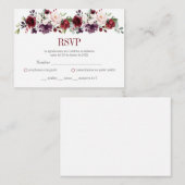 RSVPピンクと赤のフローラ エンクロージャーカード (正面/裏面)