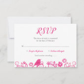 RSVPピンクの水彩画の生命の樹 出欠カード (正面)