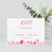 RSVPピンクの水彩画の生命の樹 出欠カード (スタンド正面)