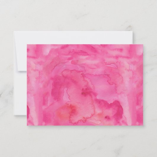 RSVPピンクの水彩画の生命の樹 出欠カード (裏面)