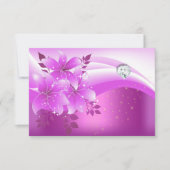 RSVPピンクエレガントフローラダイヤモンドジュエルパーティー 出欠カード (正面)