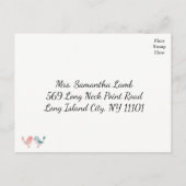 RSVPピンク&ブルーラブバード結婚式パーティー インビテーションポストカード (裏面)