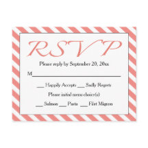 RSVPピンク&ホワイトストライプ結婚/パーティー