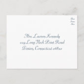 RSVPピ航海のンクいかりネイビーストライプブル結婚ズ インビテーションポストカード (裏面)