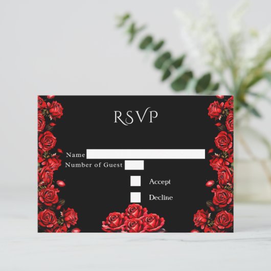 RSVPフェアユタリーレッドローズ結婚ズ エンクロージャーカード (スタンド正面)