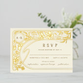 RSVPフォイルアールヌーボーアーチ 箔招待状 (立ち正面)