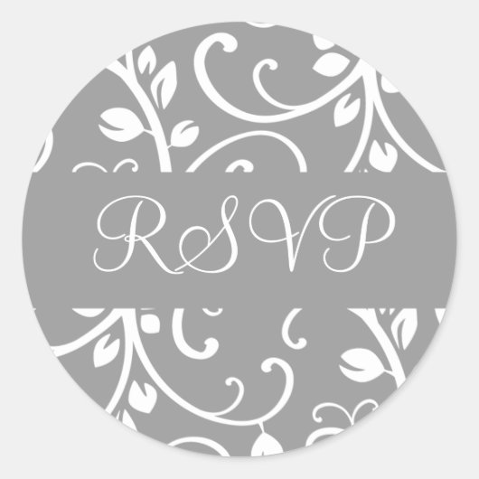 RSVPフローラつる植物封筒シール ラウンドシール (正面)