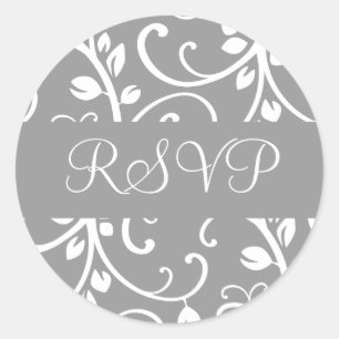 RSVPフローラつる植物封筒シール ラウンドシール