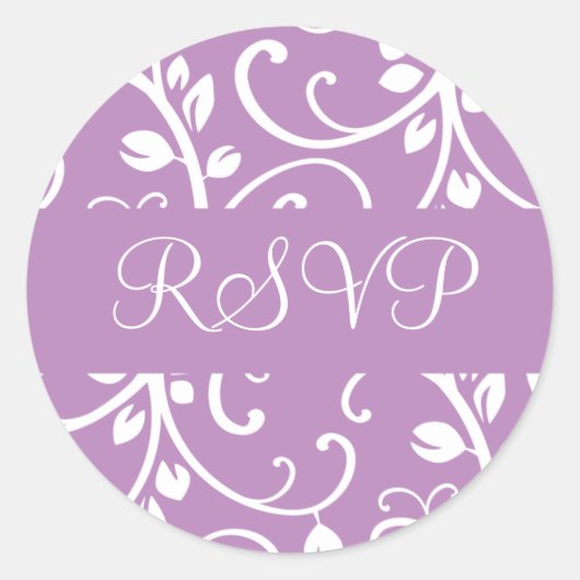 RSVPフローラつる植物封筒シール ラウンドシール (正面)