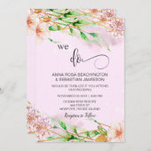 *~* RSVPフローラジオメトリAR15 QRを実行結婚します 招待状 (正面/裏面)