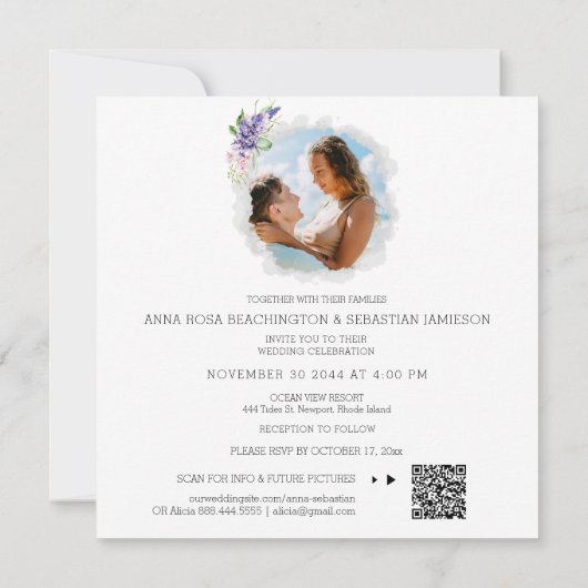*~* RSVPフローラリースBoho QR AR12結婚s 招待状 (裏面)