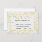 RSVPフローラ金ゴールドと白葉い花 – メニュー (正面/裏面)