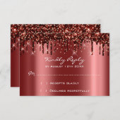 RSVPブライダル結婚ズ金ゴールドバーガンディラックスグリップ 出欠カード (正面/裏面)