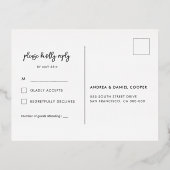 RSVPブラックコンテンポラリー&金ゴールドフォイル葉書 箔招待状ポストカード (裏面)