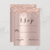 RSVPブラックバラ金ゴールドグリッタードリップスラックス 出欠カード (正面/裏面)