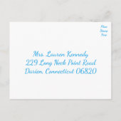 RSVPブルーターコイズ出荷いかり航海の結婚 インビテーションポストカード (裏面)