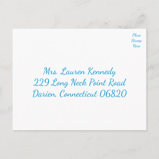 RSVPブルーターコイズ出荷いかり航海の結婚 インビテーションポストカード (裏面)