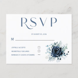 RSVPブルーパーソナライズされたカードの結婚使用 ポストカード
