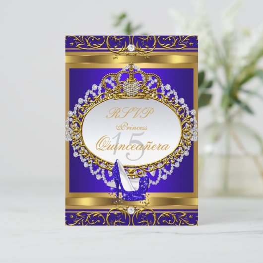 RSVPプリンセスキンセアニェラエリートブルー王室のシューズ 出欠カード (スタンド正面)