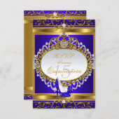 RSVPプリンセスキンセアニェラエリートブルー王室のシューズ 出欠カード (正面/裏面)