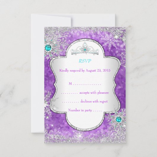 RSVPプリンセスキンセアニェラパープルティール（緑がかった色） 出欠カード (裏面)