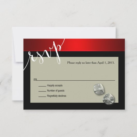 RSVPベガスのカジノの破片|の赤い銀製の黒 出欠カード (正面)