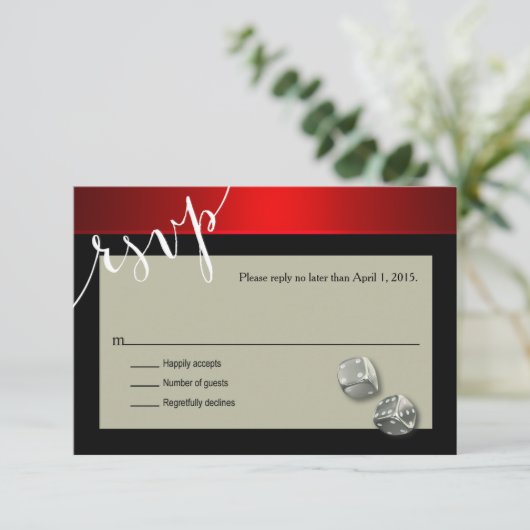 RSVPベガスのカジノの破片|の赤い銀製の黒 出欠カード (スタンド正面)