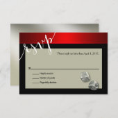 RSVPベガスのカジノの破片|の赤い銀製の黒 出欠カード (正面/裏面)