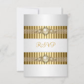 RSVPホワイトエレガントパール金ゴールドチェーン30th Birthday 出欠カード (正面)