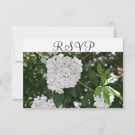 RSVPホワイト結婚ズマウンテンローレル 出欠カード (正面)