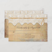 RSVPボホカントリーエレガント素朴ヴィンテージレースウッド 出欠カード (正面/裏面)
