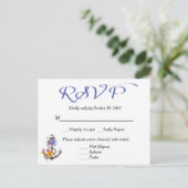 RSVPボー航海のトいかりフローラブルーポストカード インビテーションポストカード (スタンド正面)