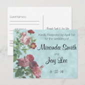 RSVPポストカード | ヴィンテージ結婚バラ インビテーションポストカード (正面/裏面)