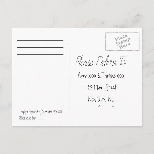 RSVPポストカ結婚ード インビテーションポストカード (裏面)