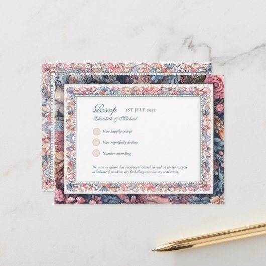 RSVPマクシマリストヴィンテージフローラメニューShabby Country ポストカード (正面/裏面インサイチュ)