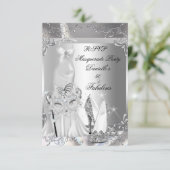 RSVPマスカレードパーティー素晴らしい50シルバー 出欠カード (スタンド正面)