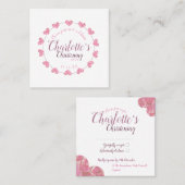 RSVPミニピンク&ホワイト《キリスト教》洗礼式や命名式娘 スクエア名刺 (正面/裏面)
