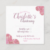 RSVPミニピンク&ホワイト《キリスト教》洗礼式や命名式娘 スクエア名刺 (裏面)
